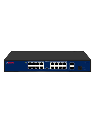 CP PLUS 16 Port GIGA PoE Switch with 16 PoE Ports & 2 Gigabit + 1 SFP Port : CP-DNW-HPU16G2F1-20