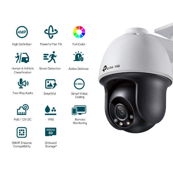VIGI 4MP Outdoor Full-Color Pan Tilt Network Camera : VIGI C540