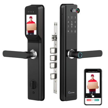 LAVNA LA24 Smart Door Lock with Bluetooth Mobile App, Fingerprint, OTP, PIN, RFID Card & Manual Key