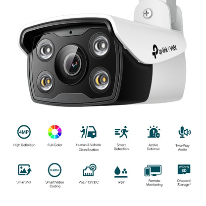 VIGI 4MP Outdoor Full-Color Bullet Network Camera : VIGI C340