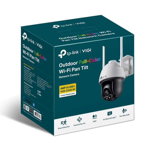 VIGI 4MP Outdoor Full-Color Wi-Fi Pan Tilt Network Camera : VIGI C540-W