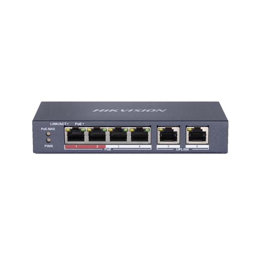 HIKVISION 4 Port with 2 Up-Link POE Switch : DS-3E0106P-E/M
